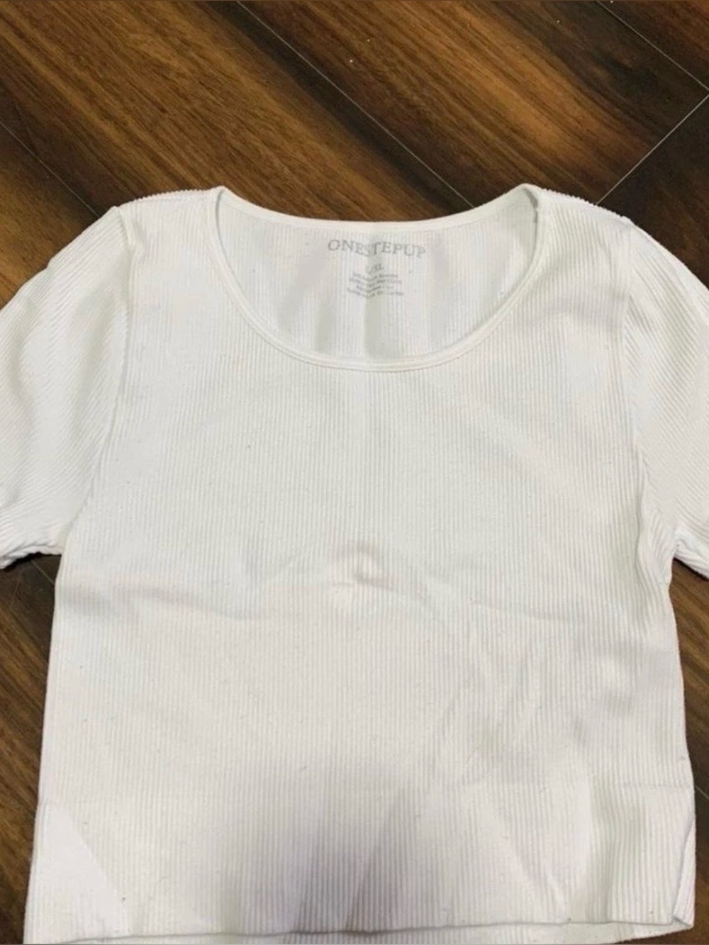 Onestepup I/xl ribbed cropped short sleeve tight t shirt 360